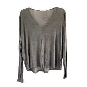 GRADE & GATHER Sheer Long Sleeve V-Neck Tee NWT